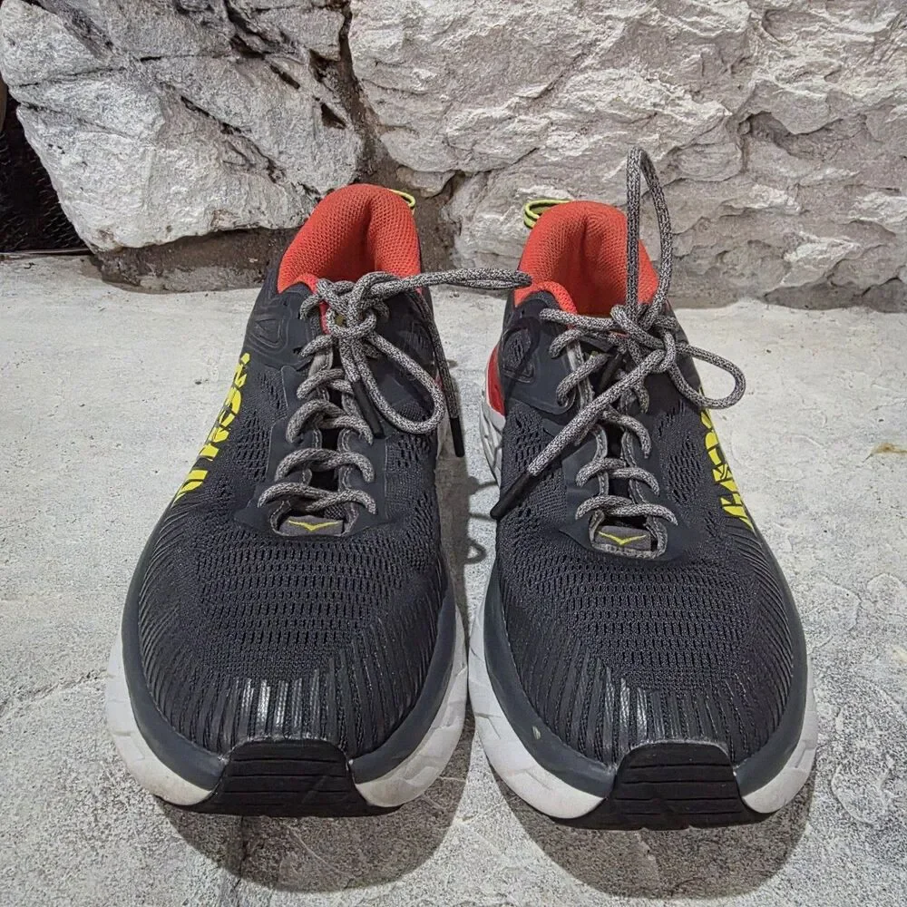 Hoka One One Bondi 7 Gray Orange Running Comfort Men's Size 8.5